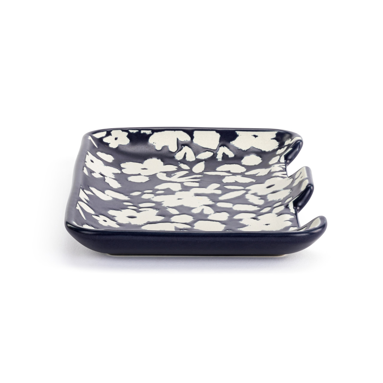 Navy Floral Double Spoon Rest - 7x5in thumbnail