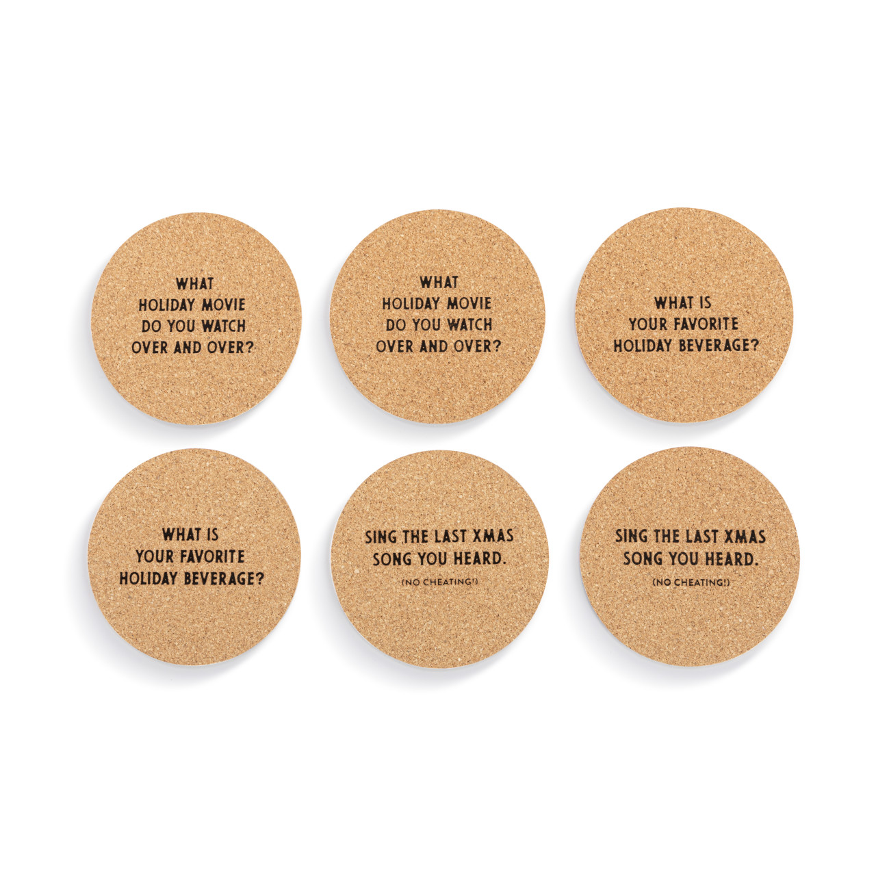 Holiday Cocktail Paperboard Coasters with Prompts Set of 6 - 4in thumbnail