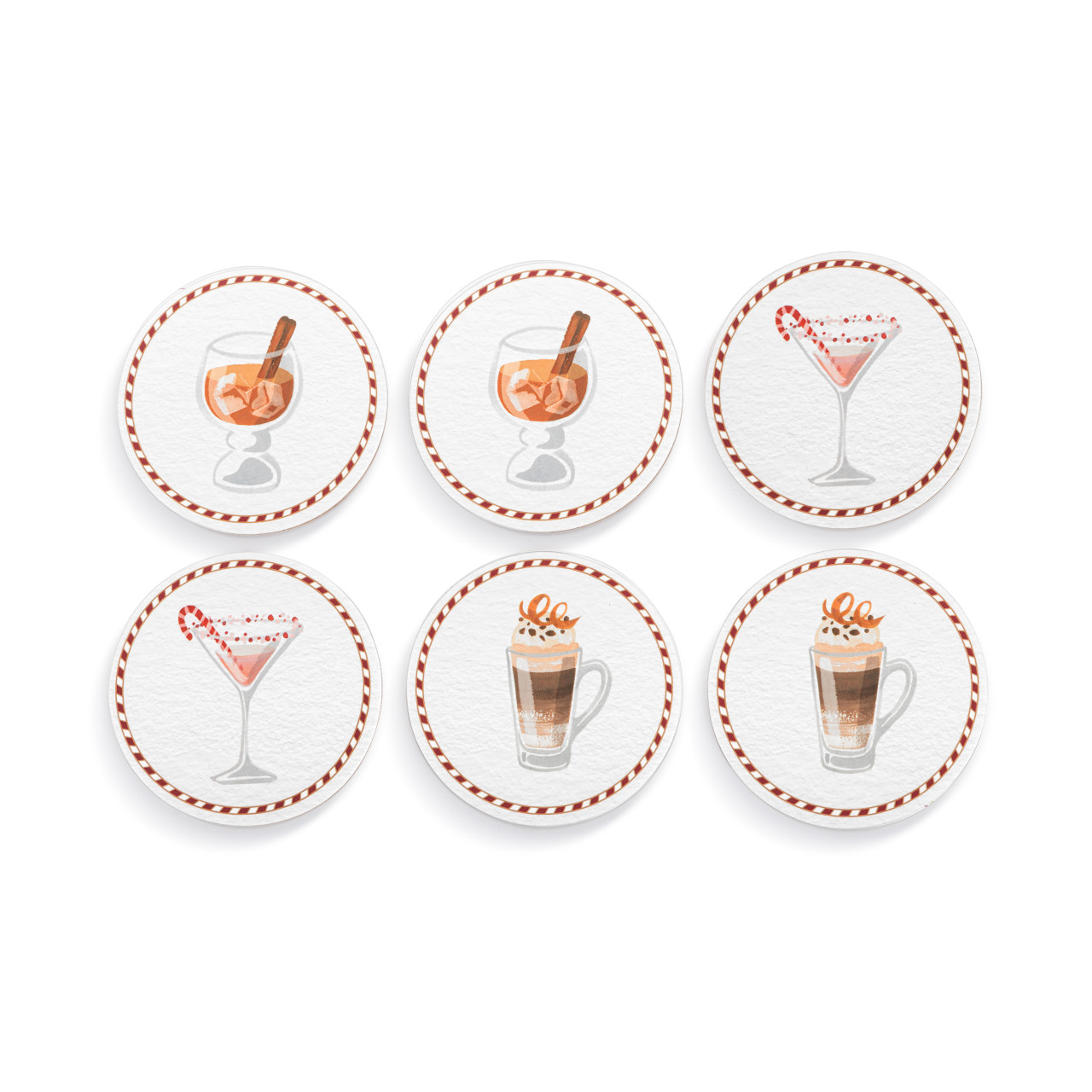 Holiday Cocktail Paperboard Coasters with Prompts Set of 6 - 4in thumbnail
