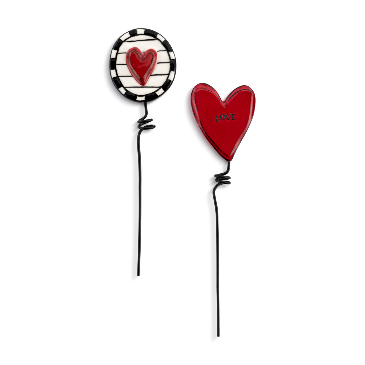 Ceramic Plant Stakes Love Heart Set of 2 - 2x7in thumbnail