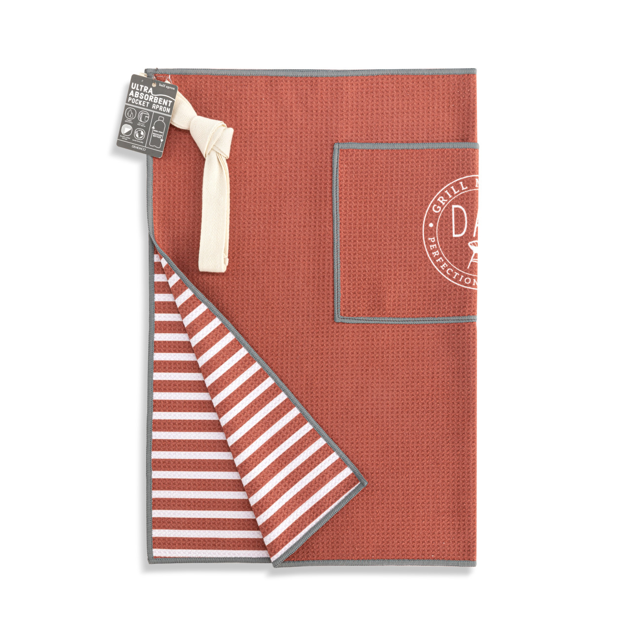 Grill Master Dad Men's Red Absorbent Half Apron - 27x20in thumbnail