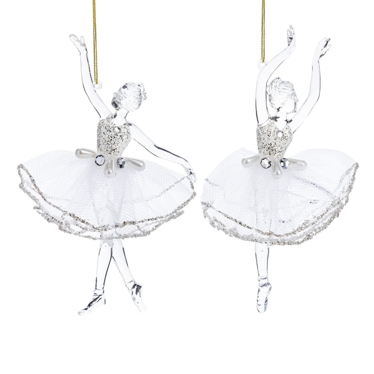 Acrylic Sparkle and Tulle Ballerina Ornaments 2 Assorted - 4x6in thumbnail