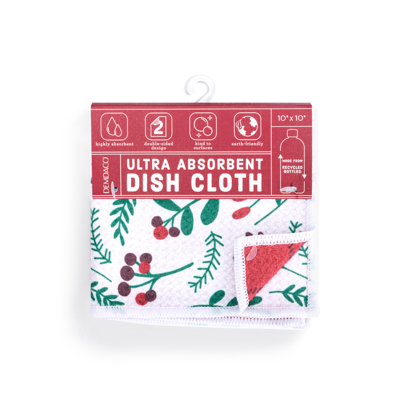 Holly Plaid Absorbent Double Sided Dishcloths Set of 2 - 10in thumbnail