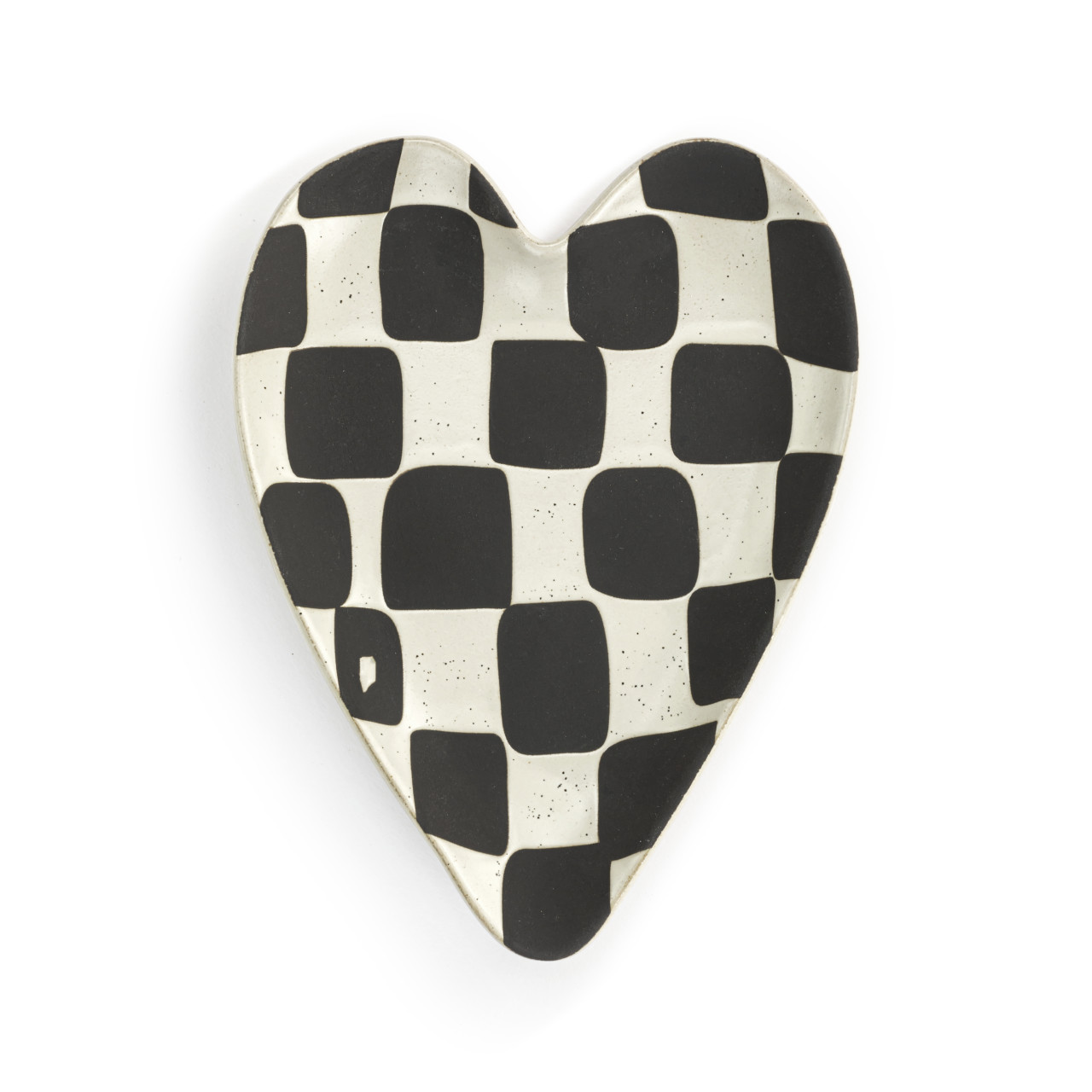 Black White Checker Heart Shaped Spoon Rest - 4.5x6.5in thumbnail