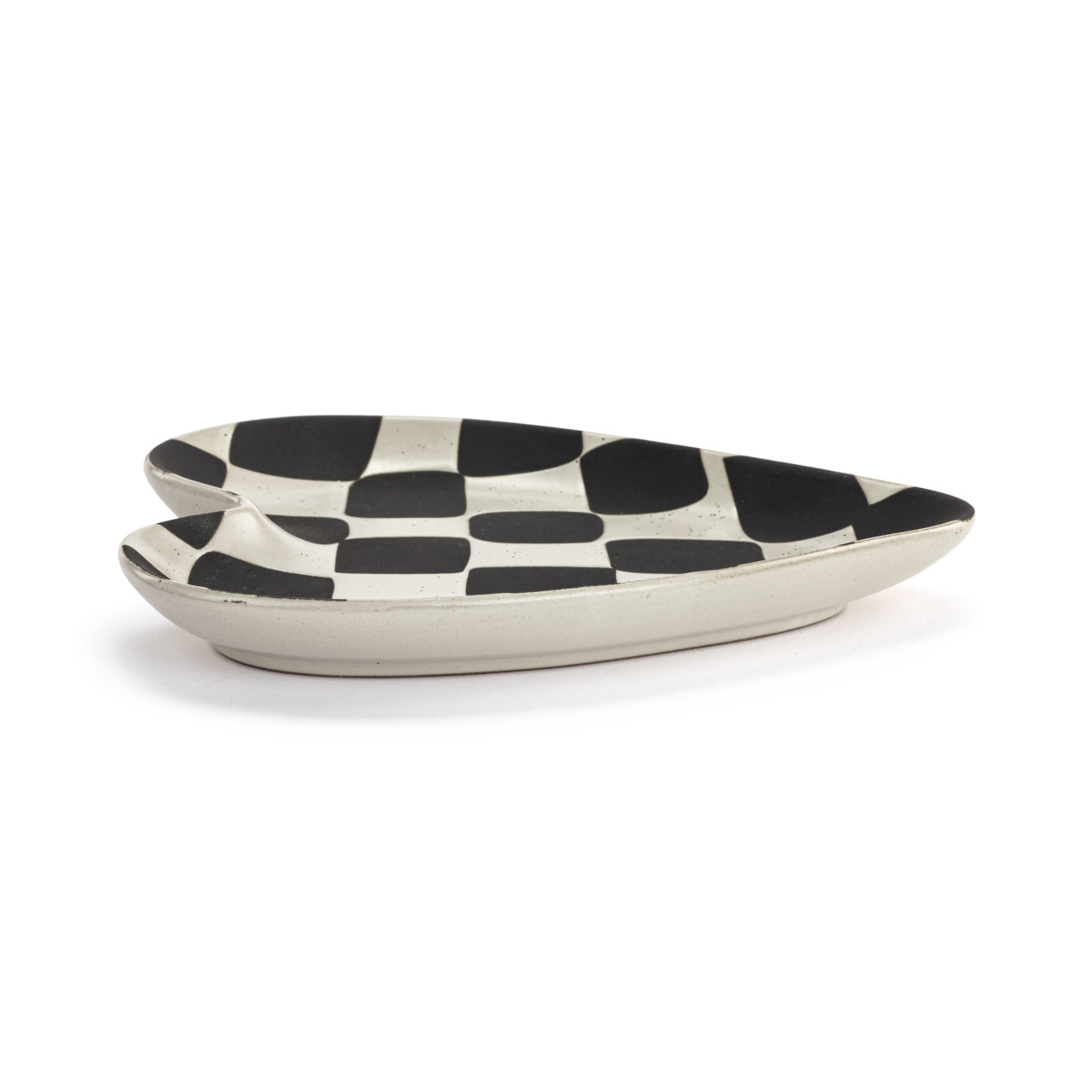 Black White Checker Heart Shaped Spoon Rest - 4.5x6.5in thumbnail