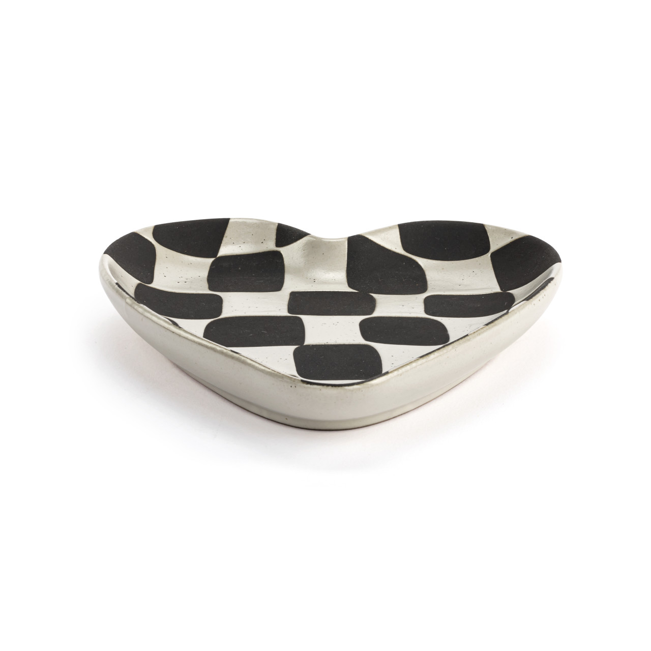 Black White Checker Heart Shaped Spoon Rest - 4.5x6.5in thumbnail