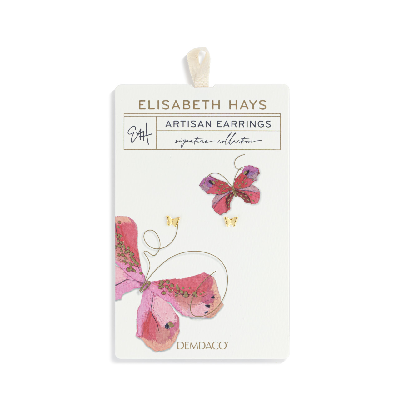 Butterfly Post Gold Earrings - 4.8x7mm thumbnail