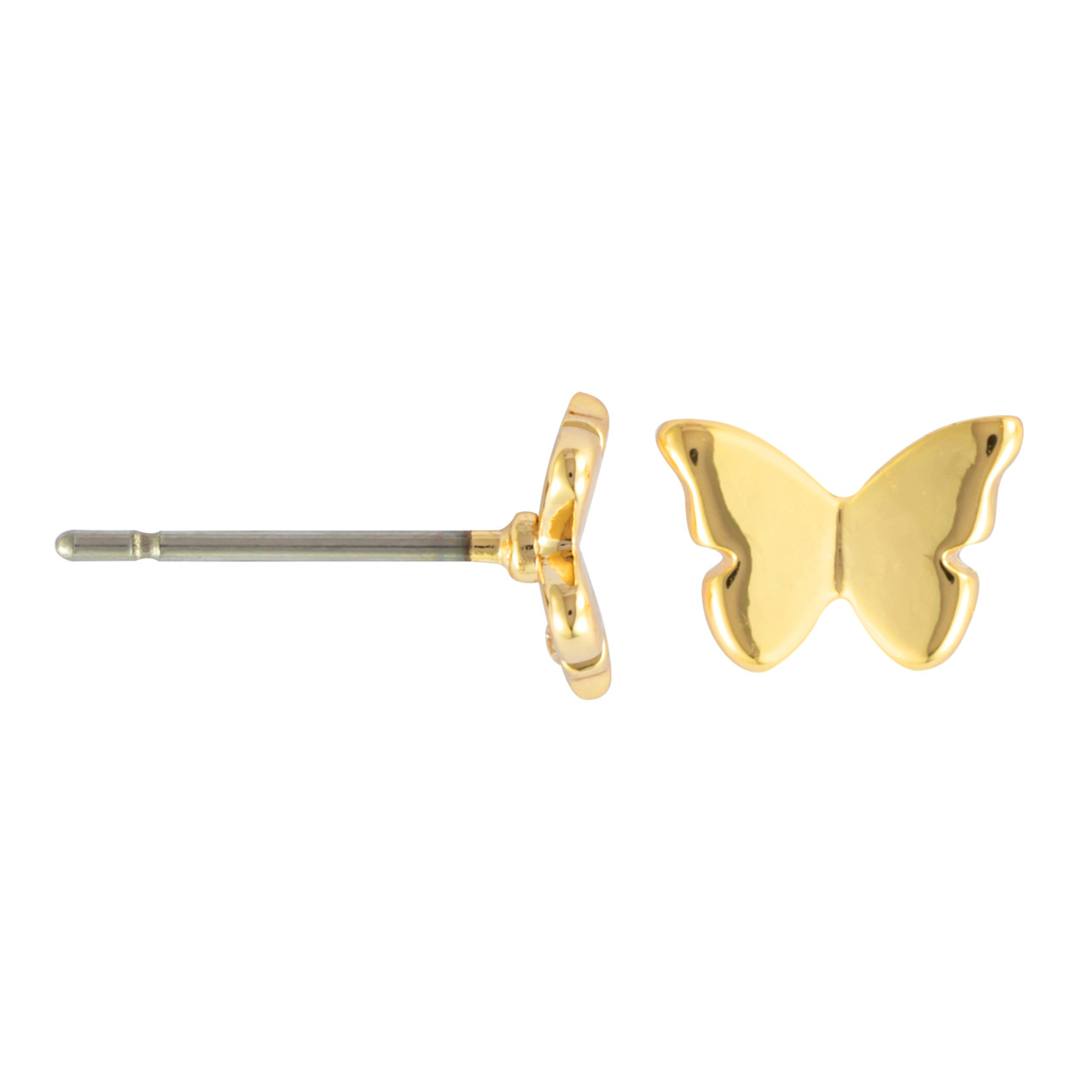 Butterfly Post Gold Earrings - 4.8x7mm thumbnail