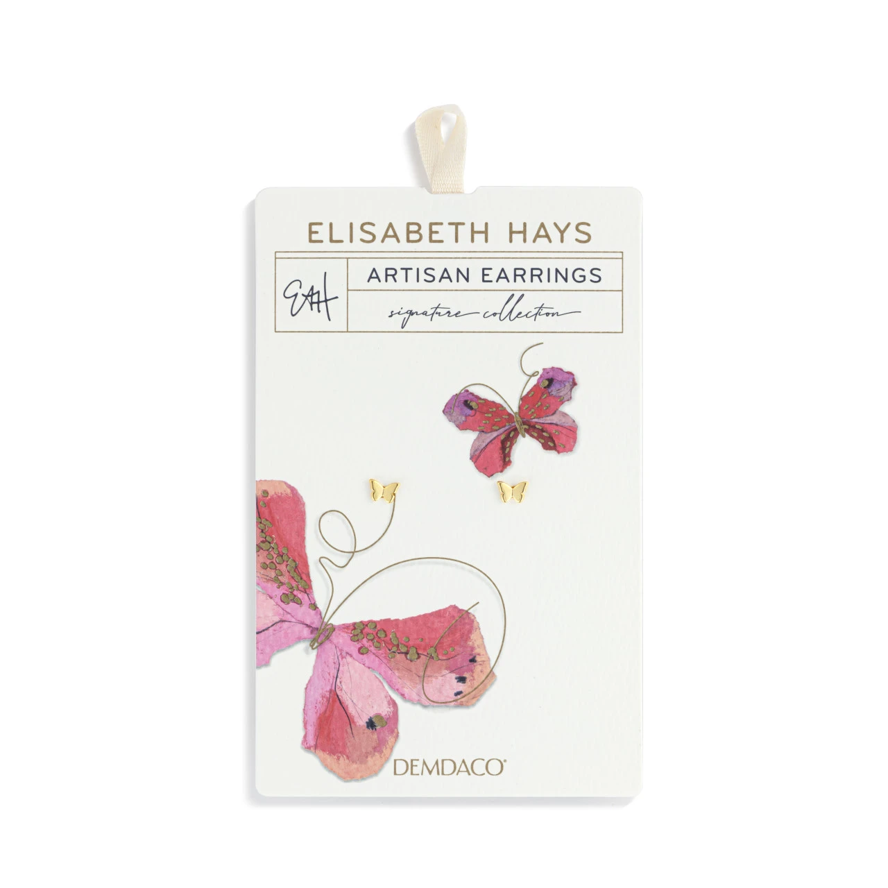 Butterfly Post Gold Earrings - 4.8x7mm thumbnail