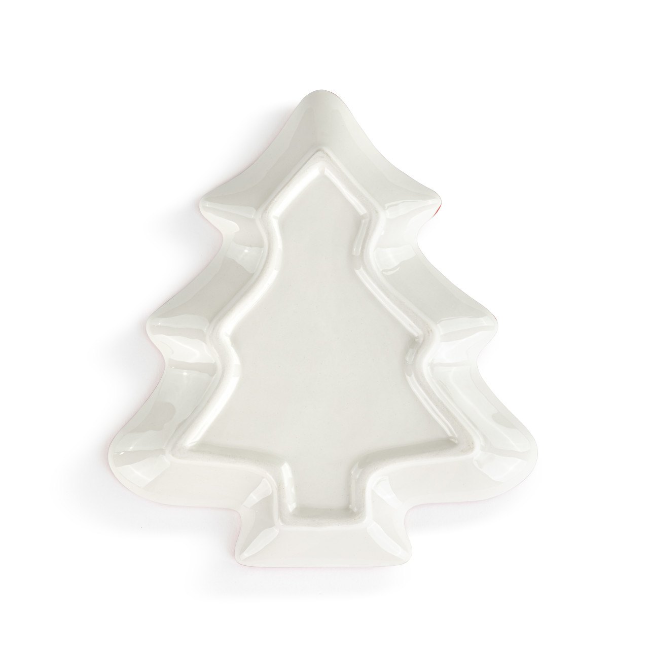 Snowman Red Heart Mini Ceramic Tree Shaped Dish - 7x8in thumbnail