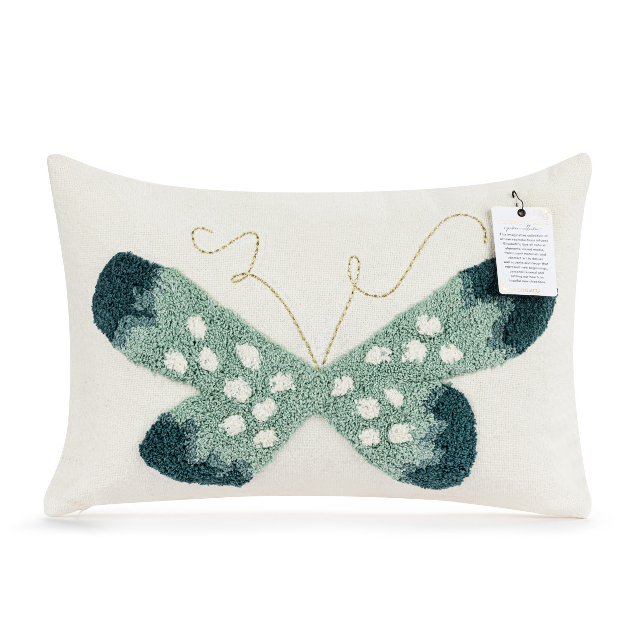 Blue Butterfly Rectangular Accent Pillow - 18x12in thumbnail