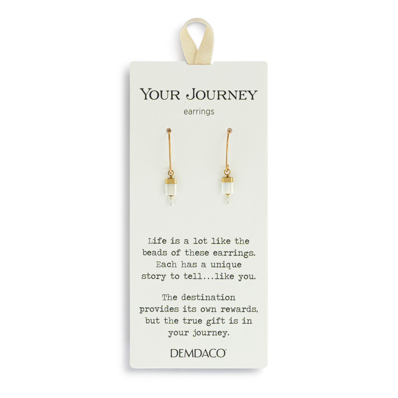 Beaded Tile White/Gold Earrings - 13.15x5.5mm thumbnail