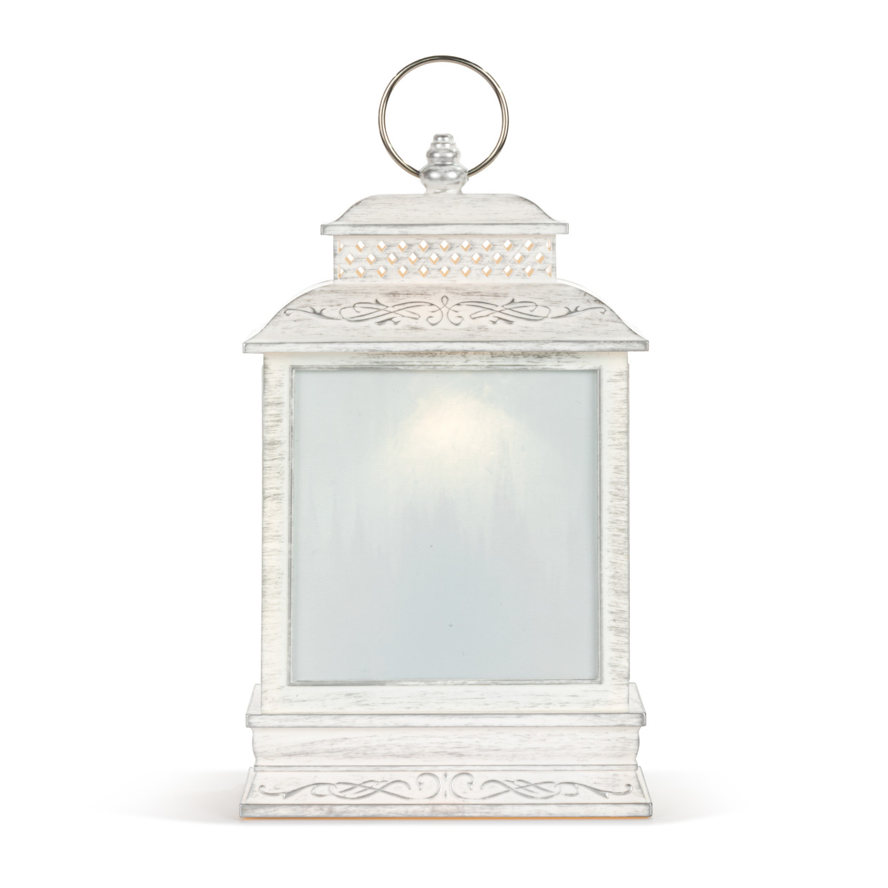 Snowman Winter Scene Lit Musical White USB Snow Globe Lantern - 6.5x10in thumbnail