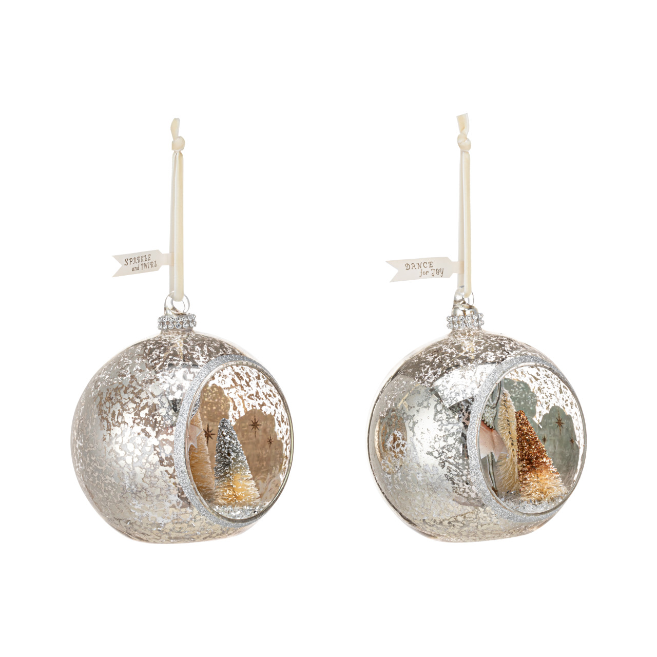 Ballerina Sparkle and Joy Open Glass Scene Ornaments - 2 Assorted thumbnail
