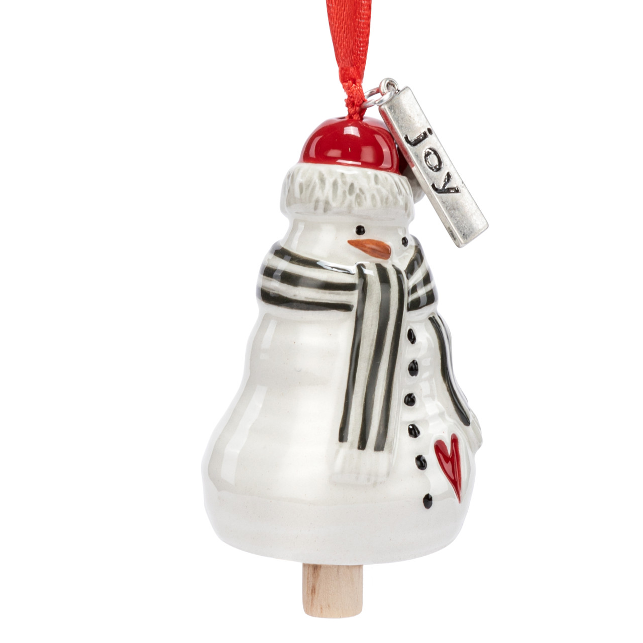 Joy Snowman Red Heart Mini Bell Ornament - 1.5x2.5in thumbnail