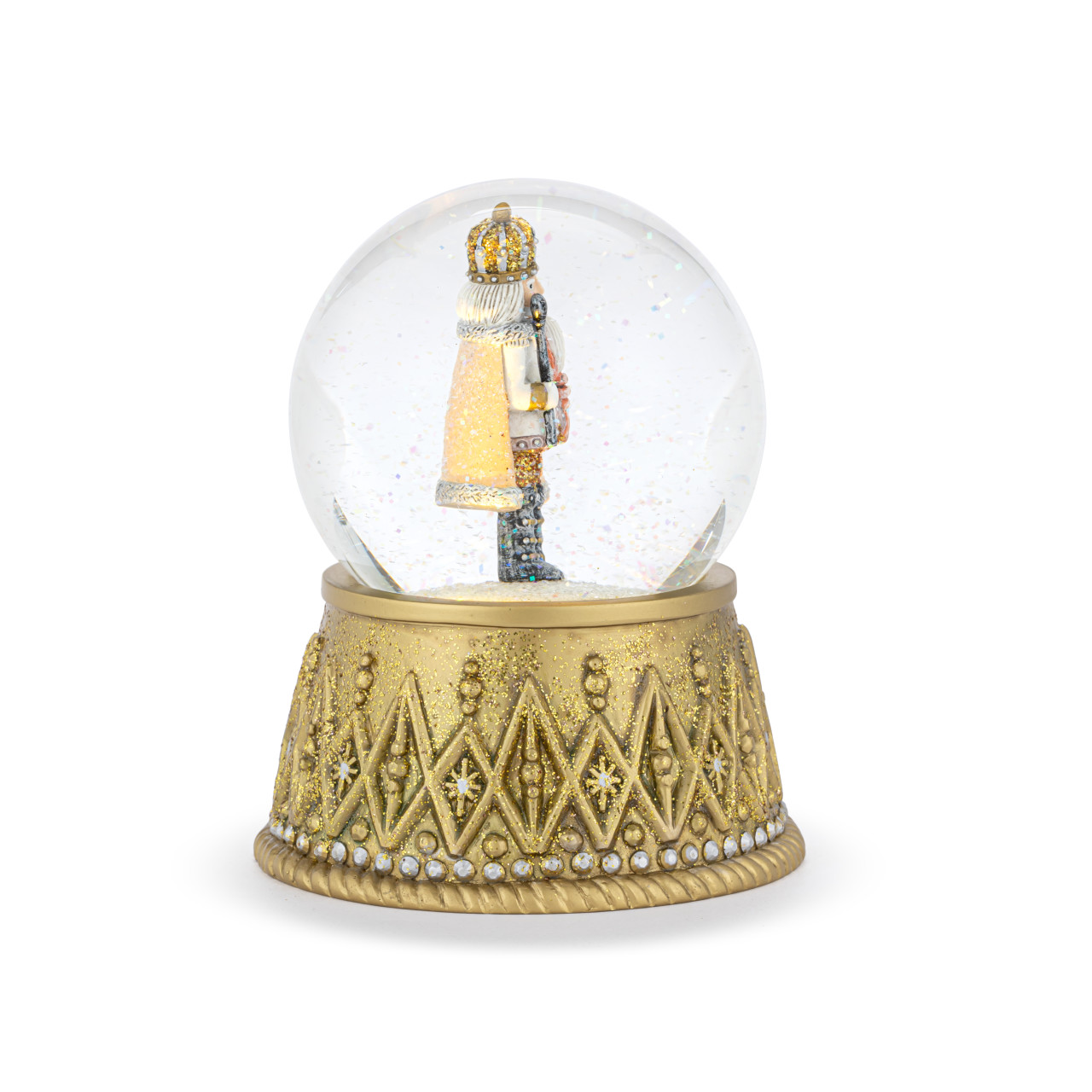 Nutcracker Lit Silver and Gold Snow Globe - 4.5x6in thumbnail