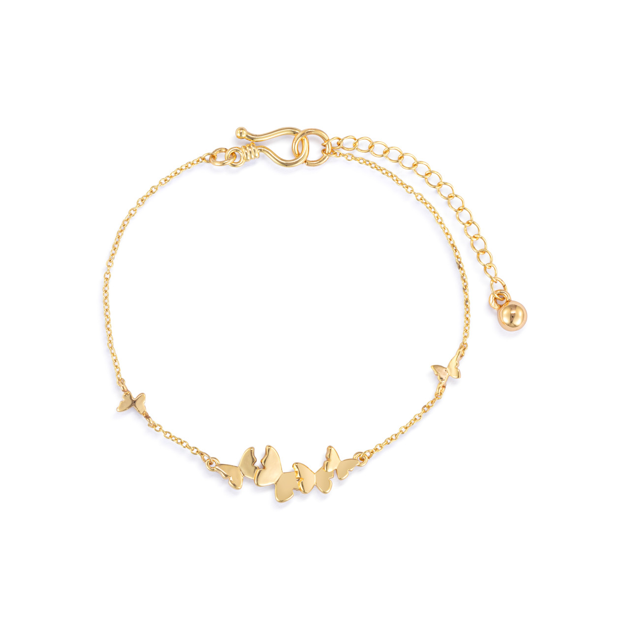 Butterfly Cluster Gold Bracelet 6.5in thumbnail