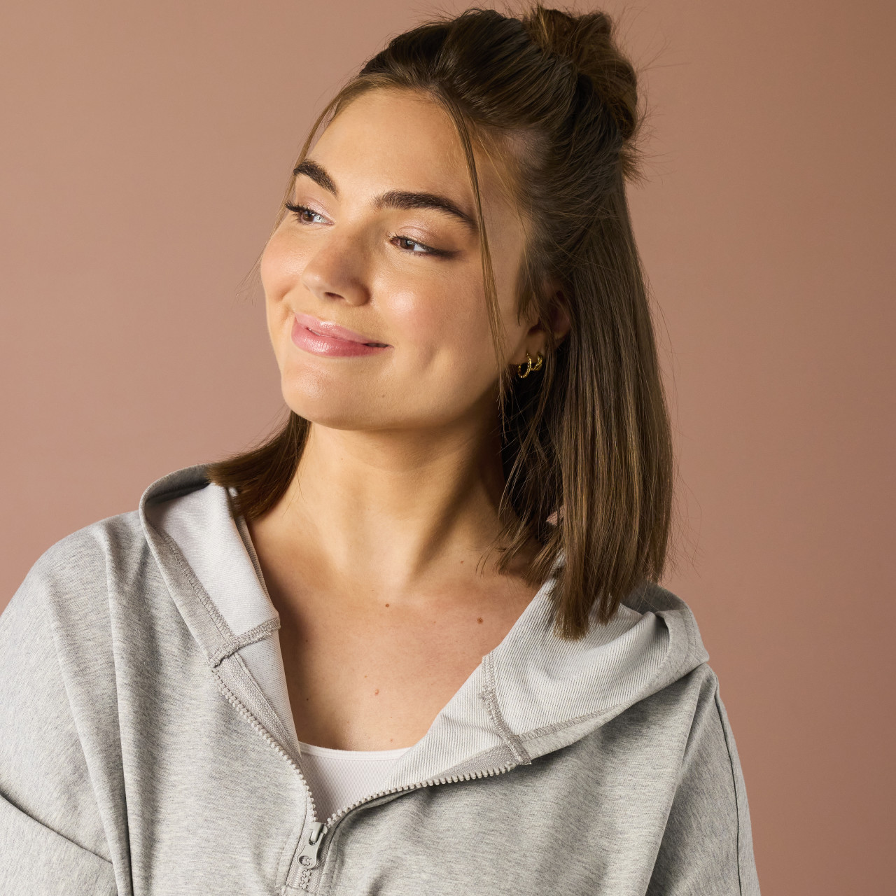 Half Zip Gray Poncho - 38.25x35in thumbnail