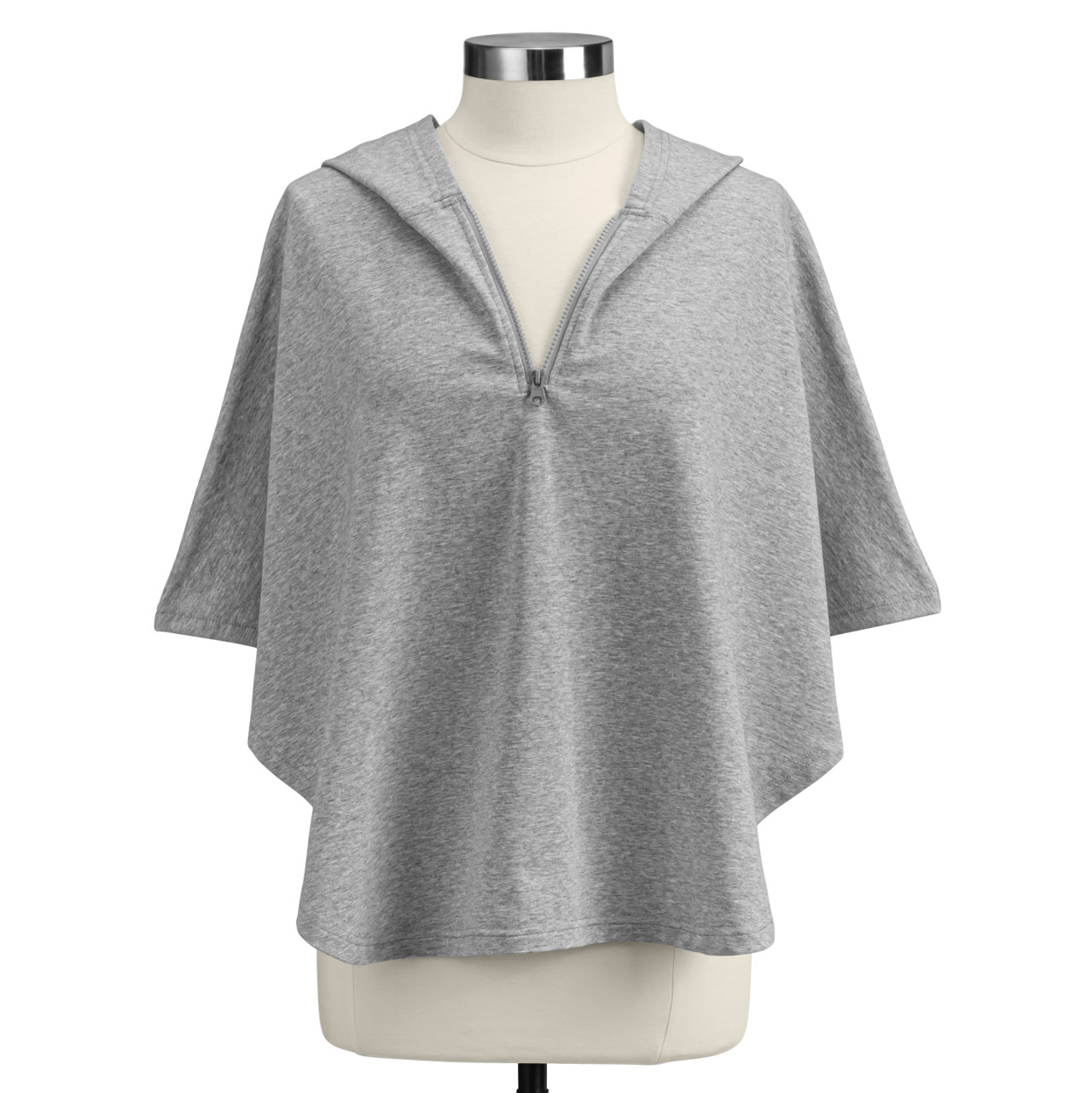 Half Zip Gray Poncho - 38.25x35in thumbnail