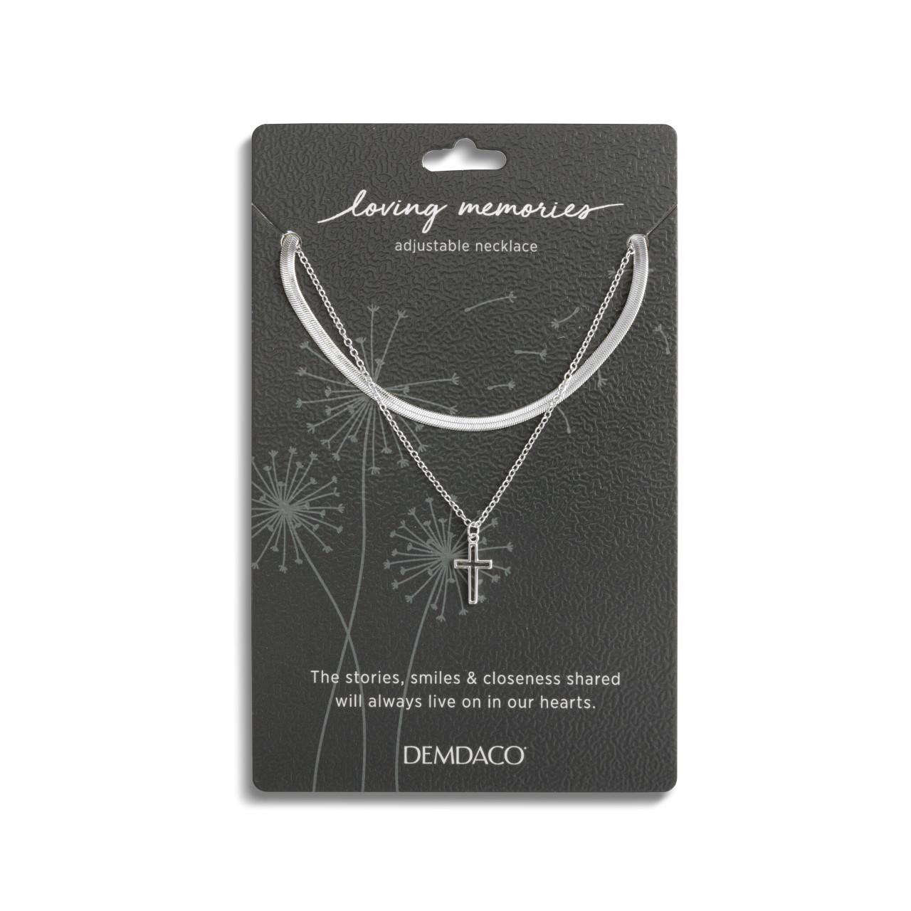 Layered Cross Silver Necklace 18in thumbnail