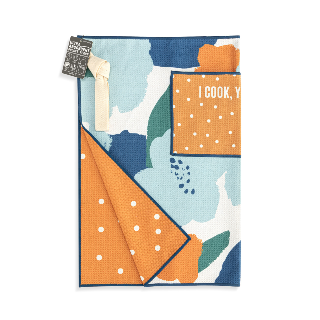 Blue Orange Poppy Absorbent Half Apron - 27x20in thumbnail