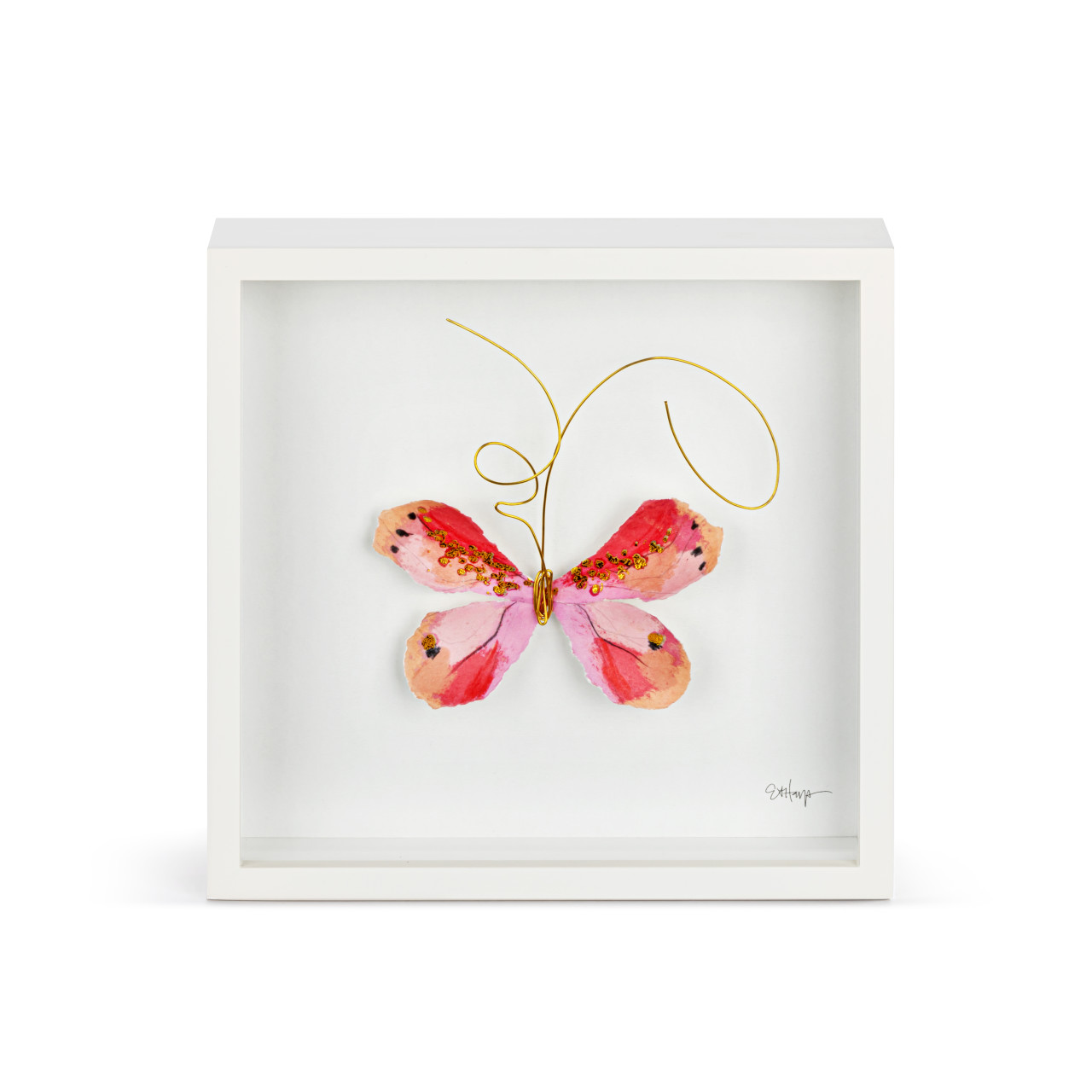 Pink Butterfly Wall Art - 10"sq thumbnail