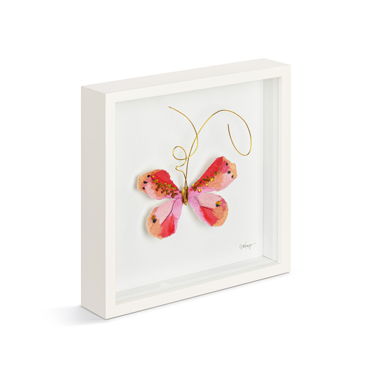 Pink Butterfly Wall Art - 10"sq thumbnail