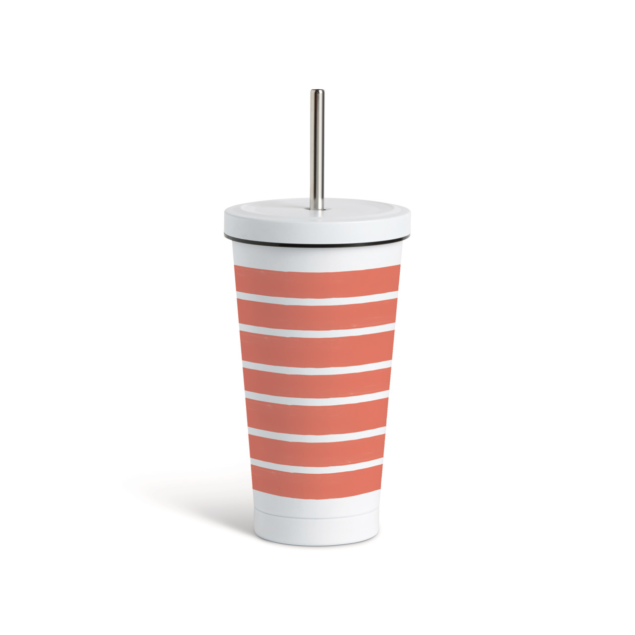 Red Stripes Tumbler wStraw - White 16oz thumbnail