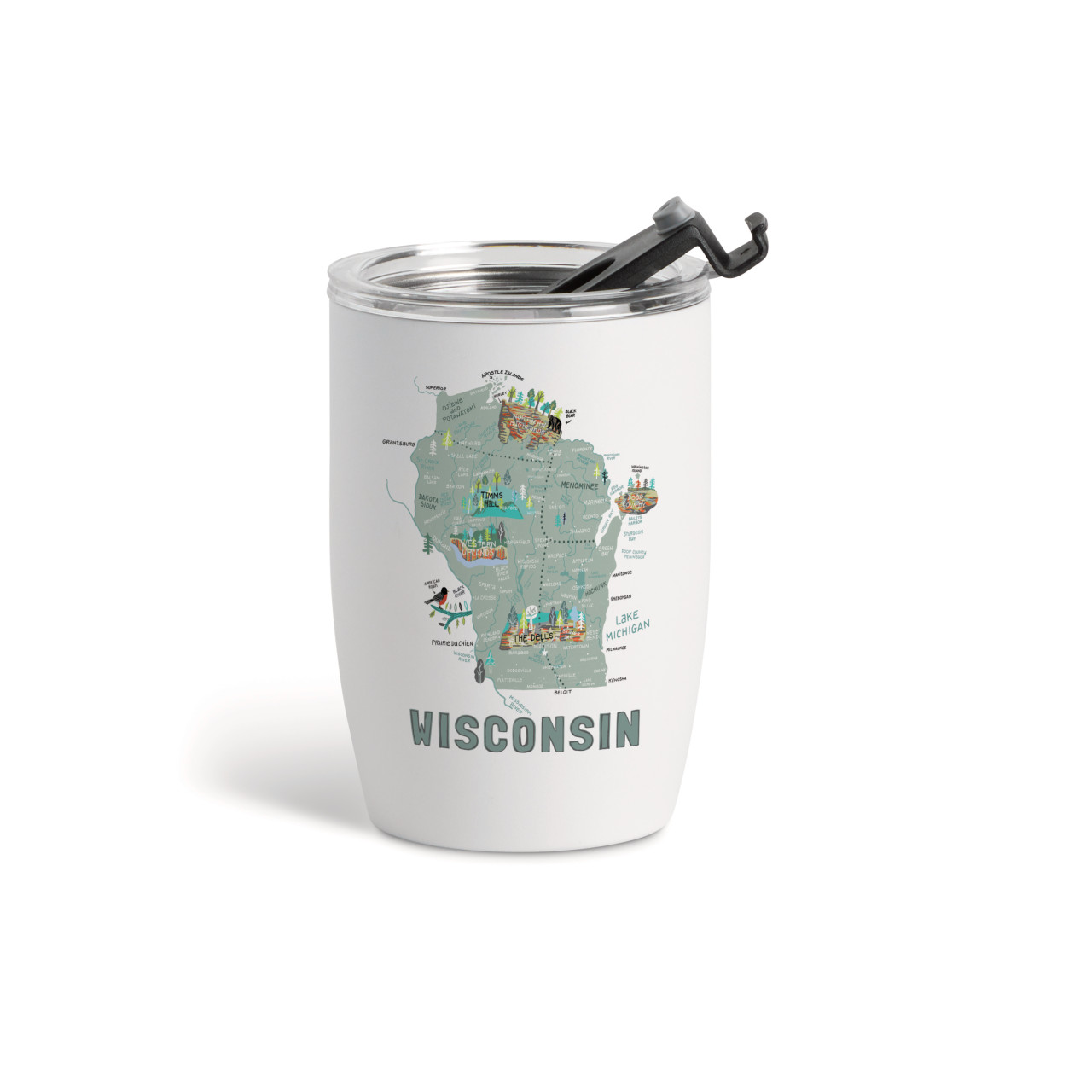 Wisconsin State Wine Tumbler - White12oz thumbnail