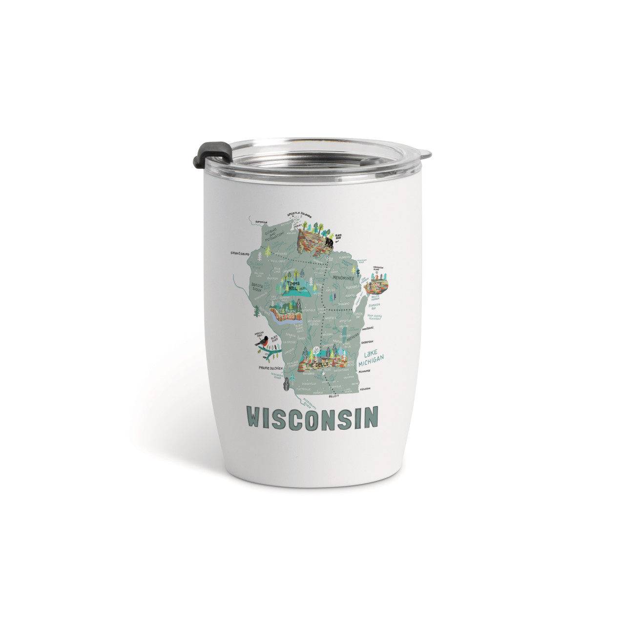 Wisconsin State Wine Tumbler - White12oz thumbnail