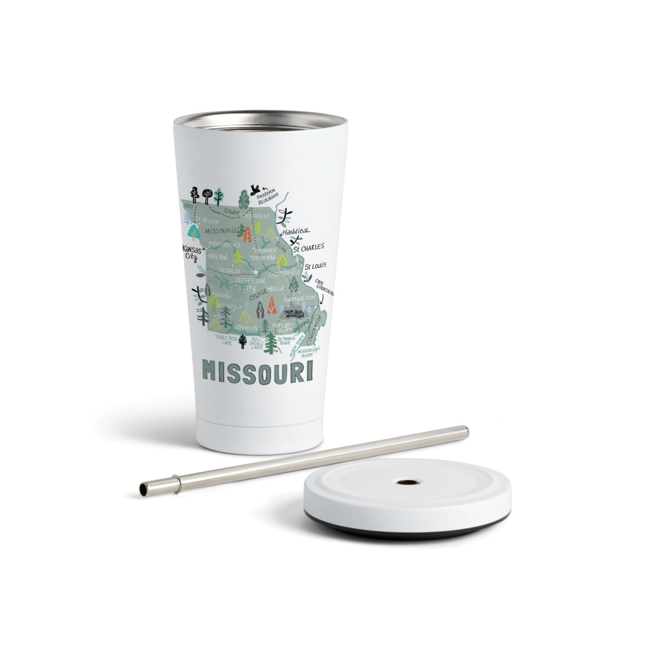 Missouri State Tumbler wStraw-White16oz thumbnail