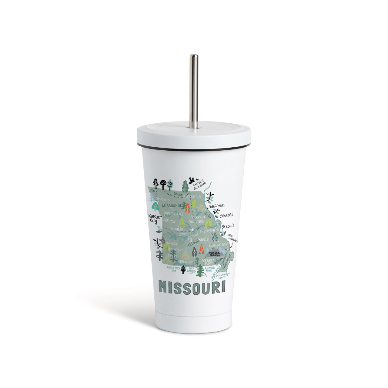 Missouri State Tumbler wStraw-White16oz thumbnail