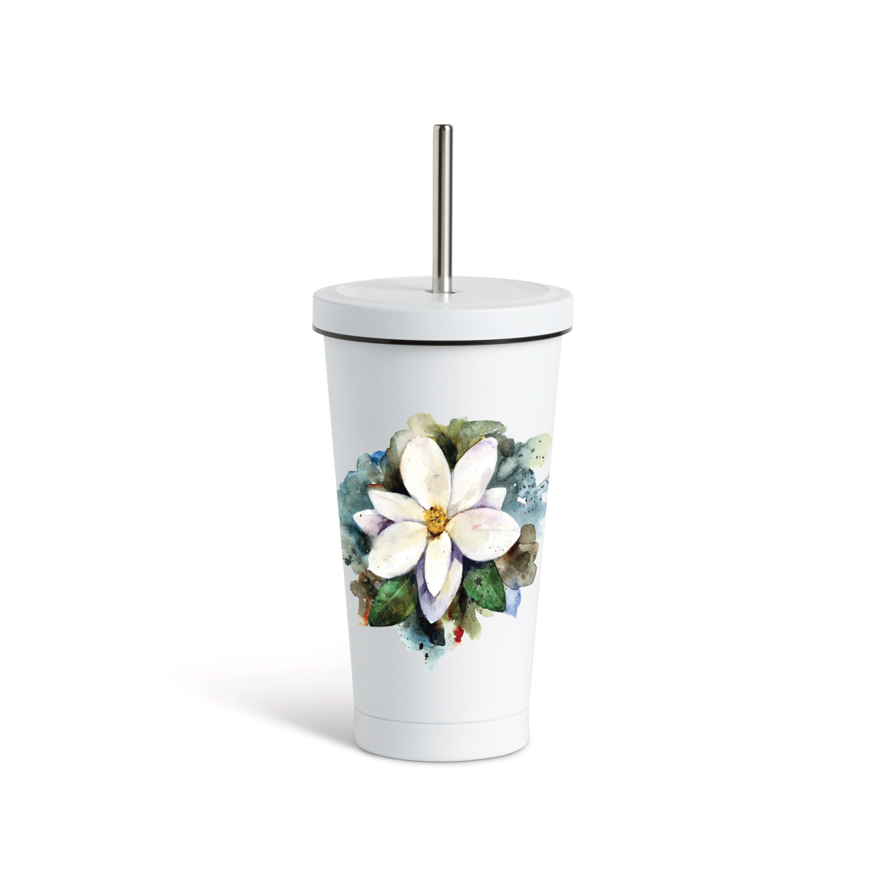 Magnolia Tumbler wStraw - White 16oz thumbnail