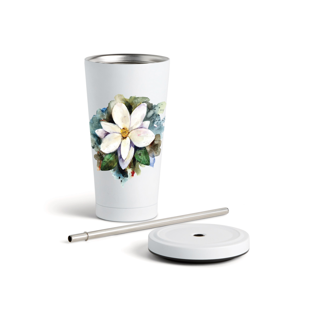 Magnolia Tumbler wStraw - White 16oz thumbnail