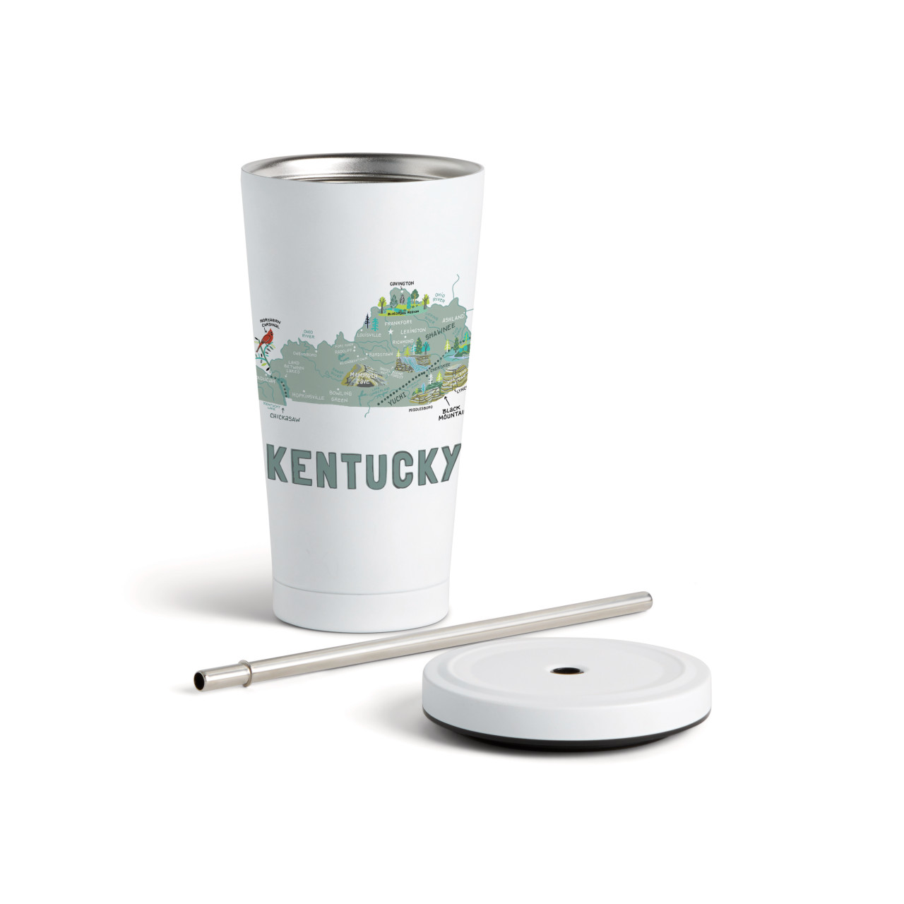 Kentucky State Tumbler wStraw-White 16oz thumbnail