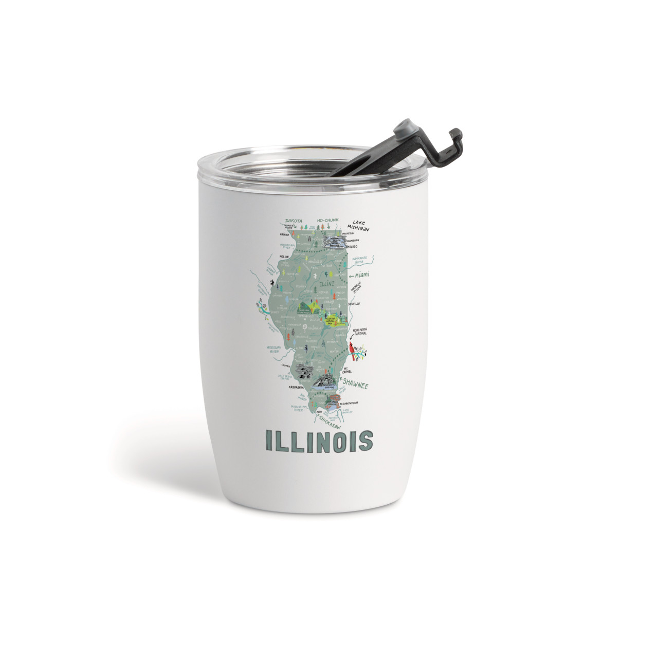 Illinois State Wine Tumbler - White 12oz thumbnail