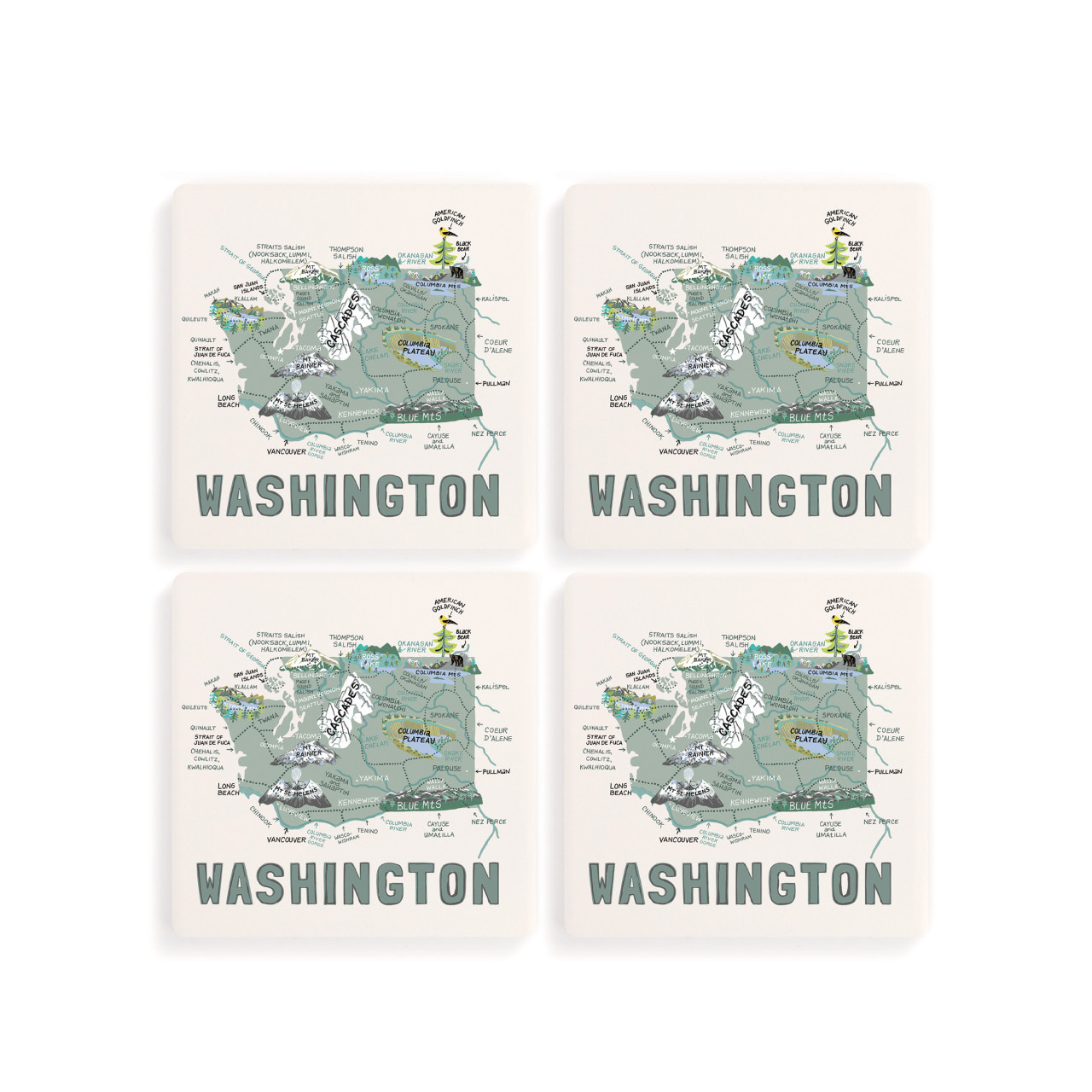Washington State Coasters - Set of 4