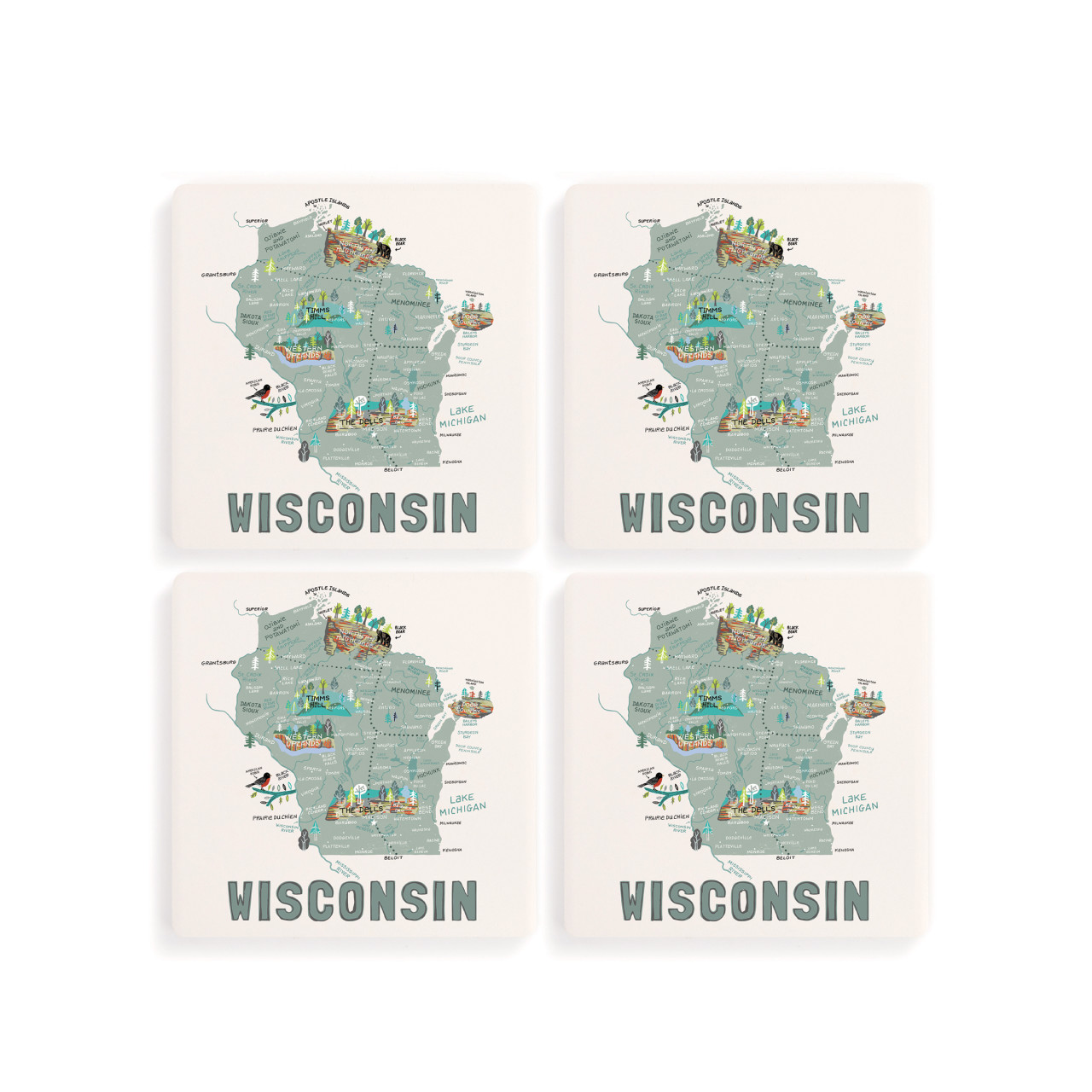 Wisconsin State Coasters - Set of 4 thumbnail