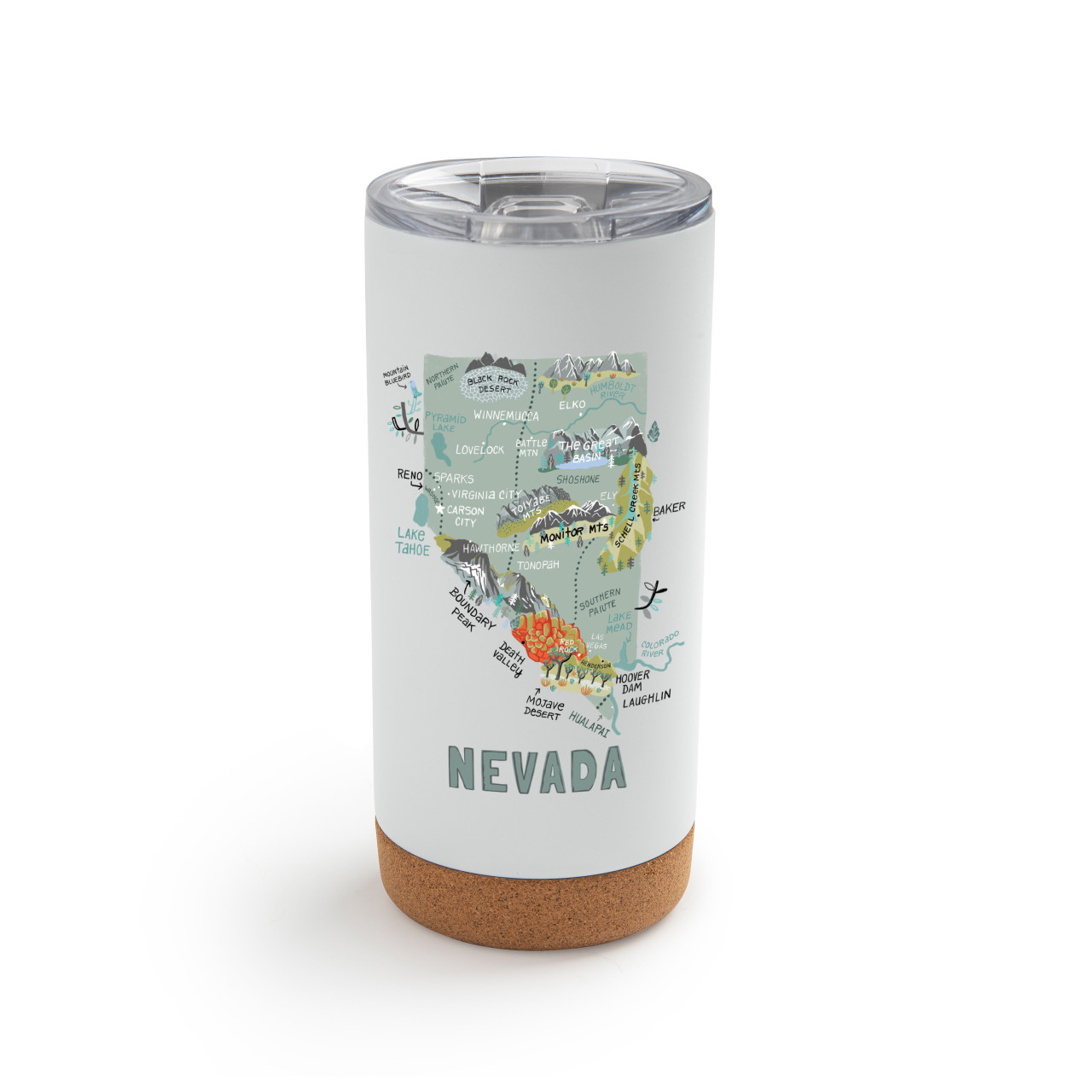 Nevada State Metal Tumbler wLid - White thumbnail