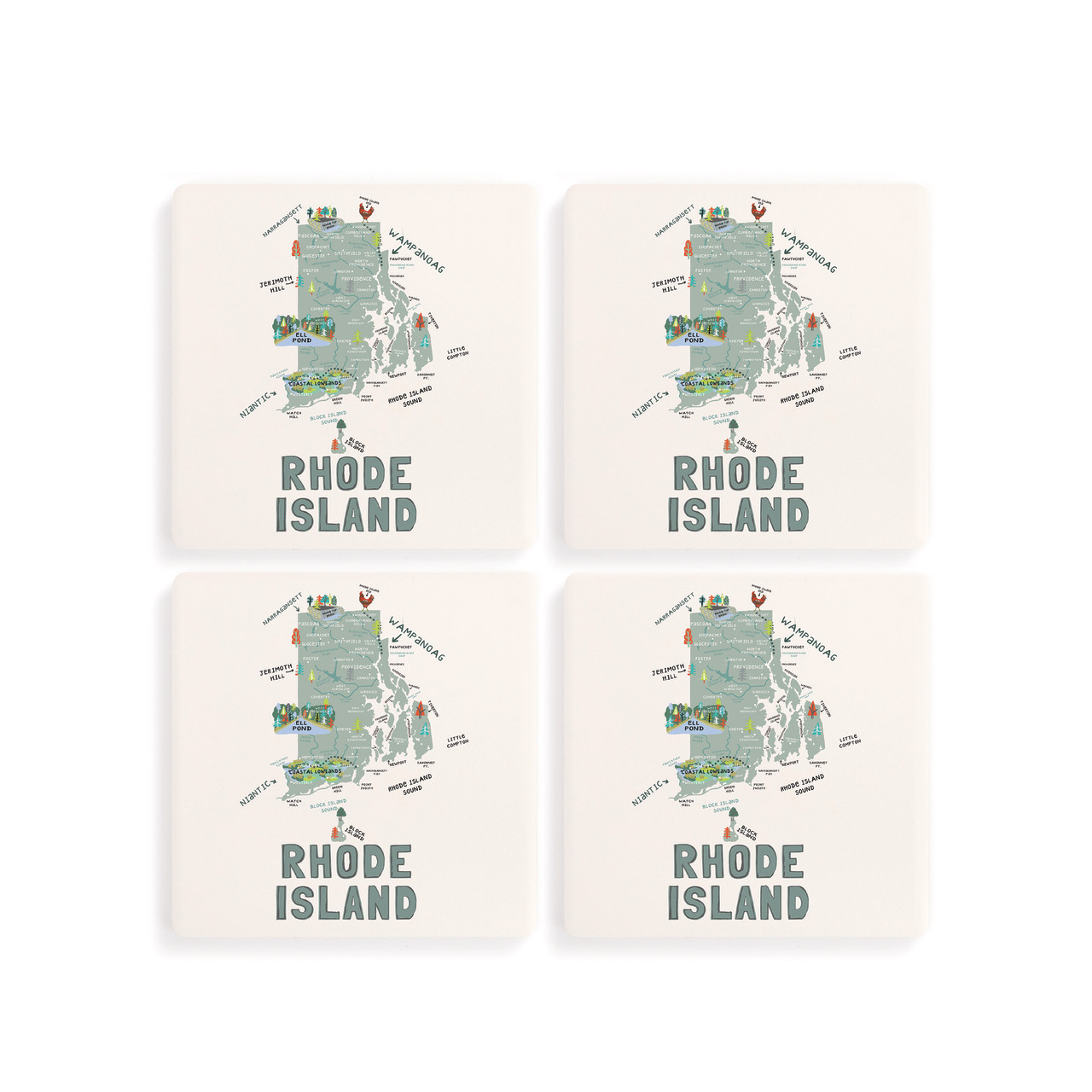 Rhode Island State Coasters - Set of 4 thumbnail