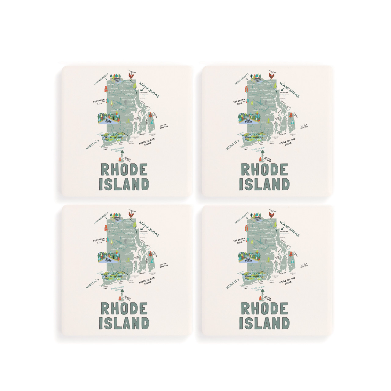 Rhode Island State Coasters - Set of 4 thumbnail