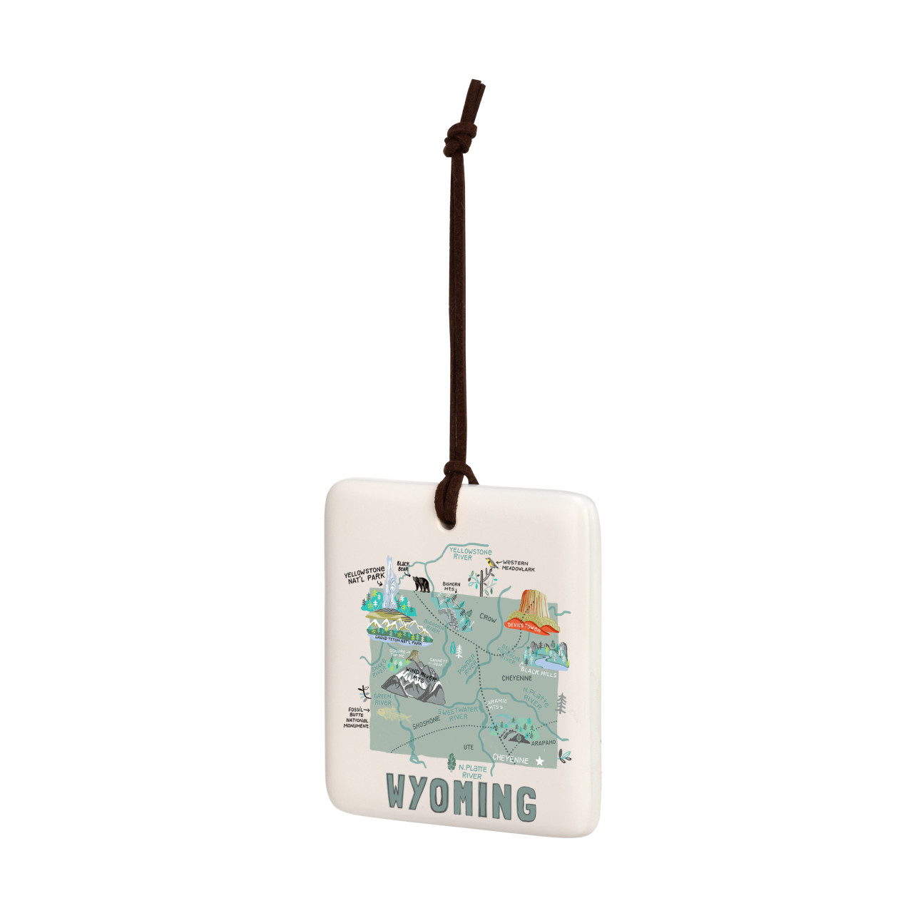 Wyoming State Magnetic Ornament - Bone thumbnail