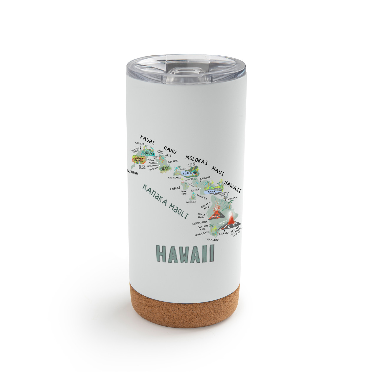 Hawaii State Metal Tumbler wLid - White thumbnail