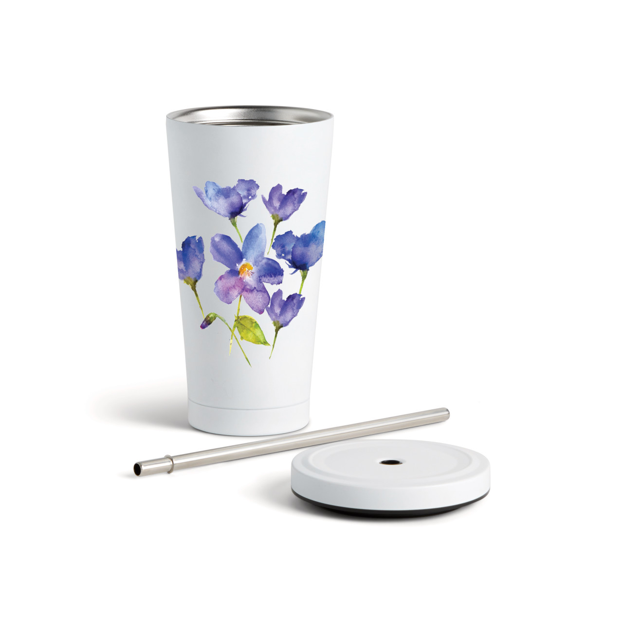 Violet Tumbler wStraw - White 16oz thumbnail