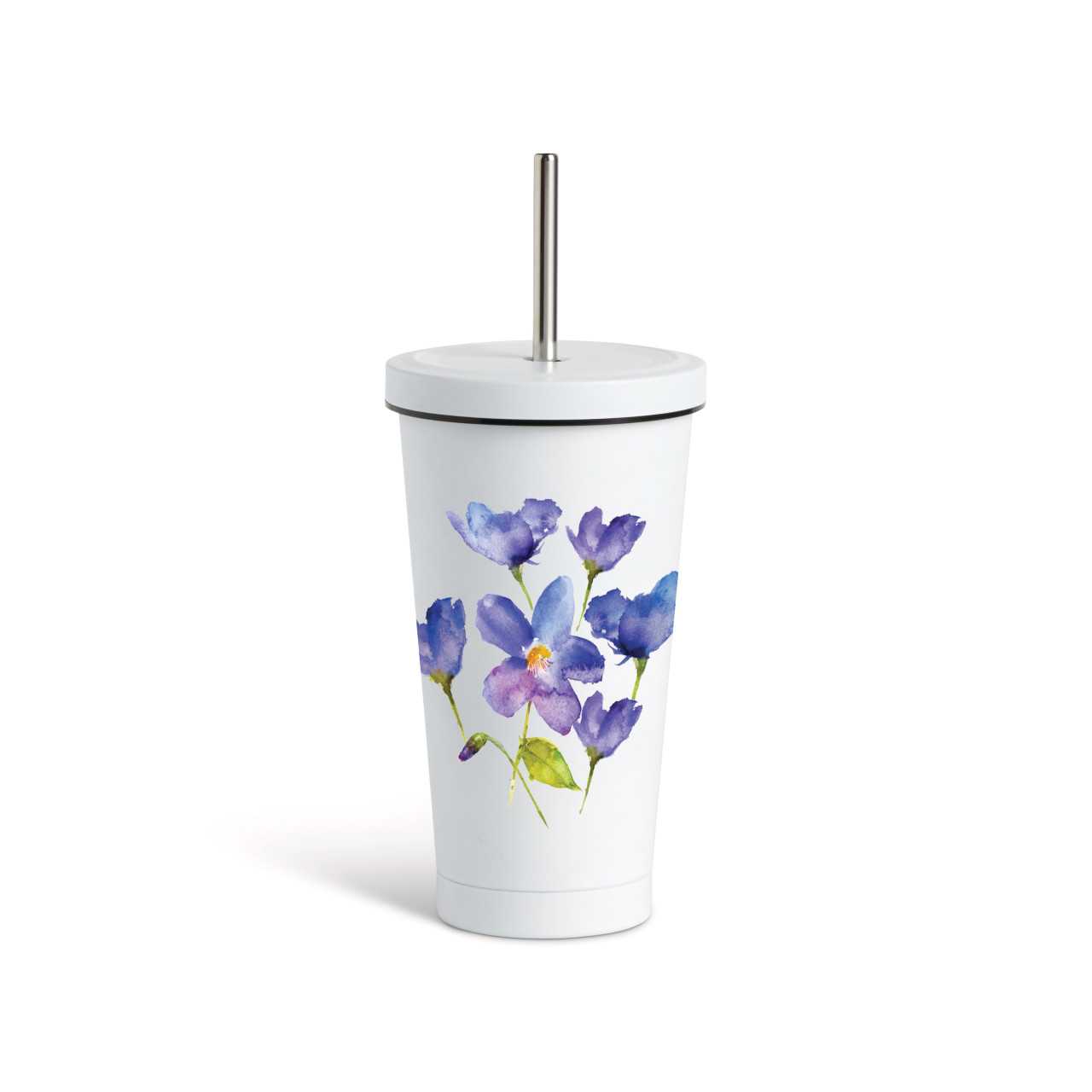 Violet Tumbler wStraw - White 16oz thumbnail