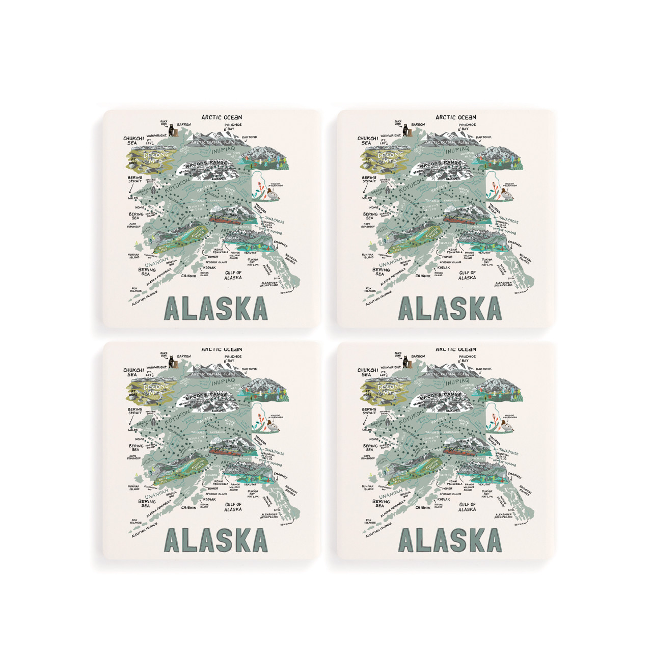 Alaska State Coasters - Set of 4 thumbnail