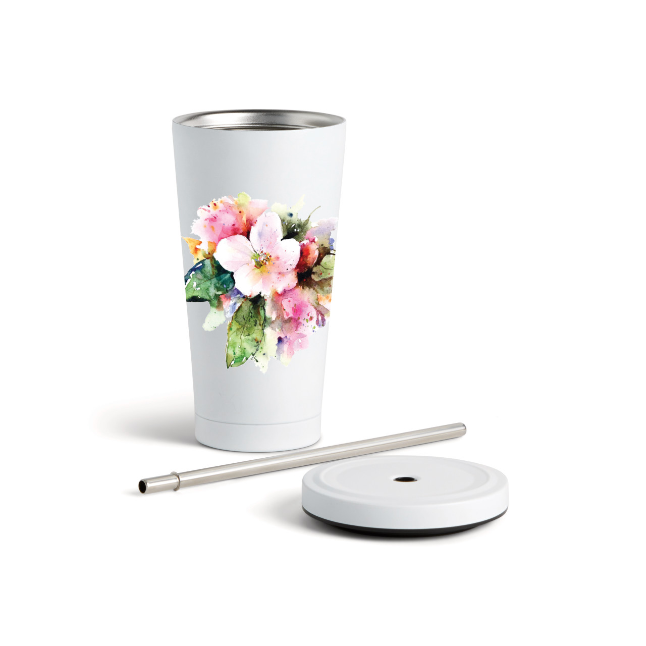 AppleBlossomTumbler wStraw-White16oz thumbnail
