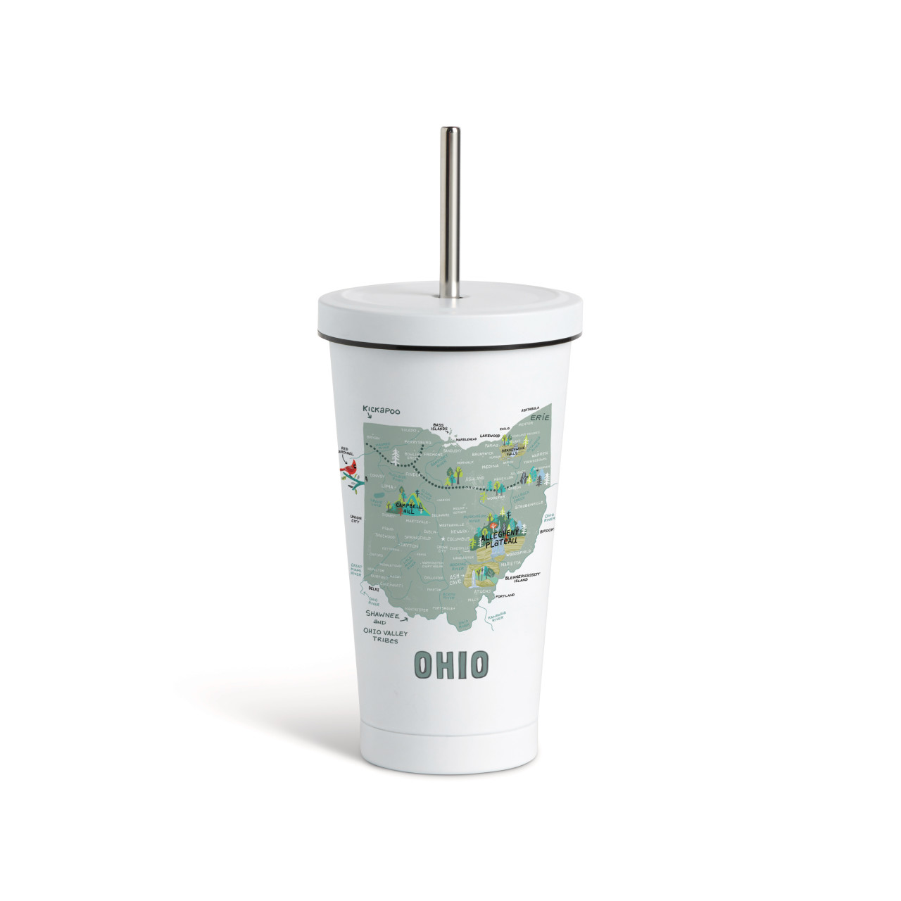 Ohio State Tumbler wStraw-White 16oz thumbnail