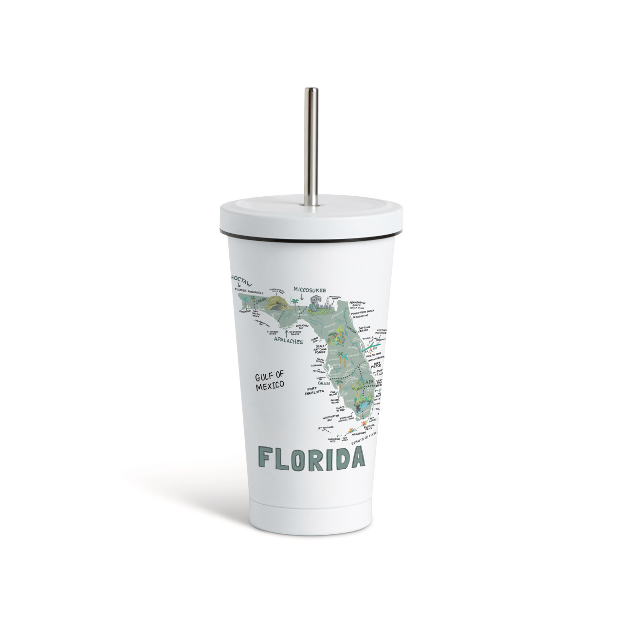 Florida State Tumbler wStraw-White 16oz thumbnail