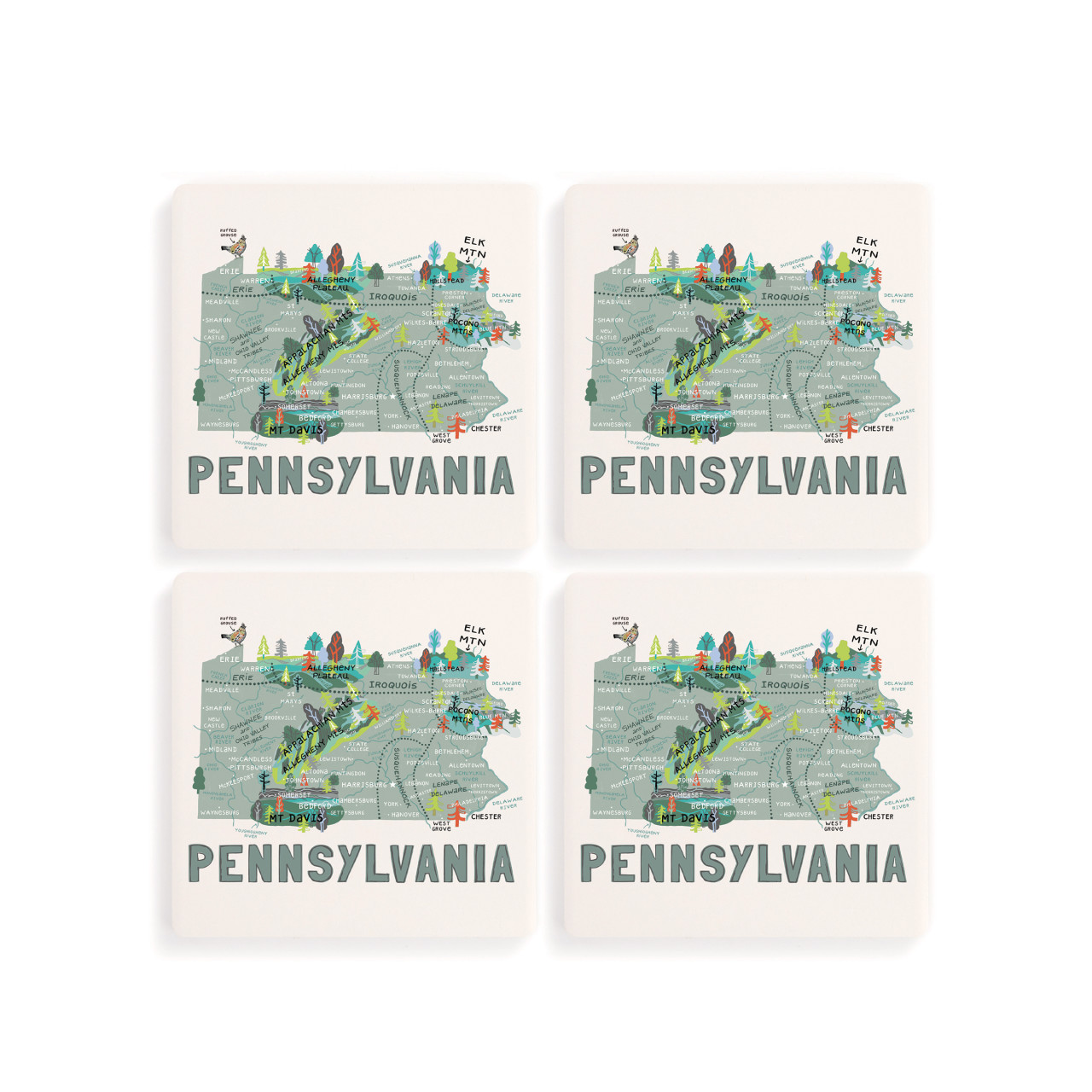 Pennsylvania State Coasters - Set of 4 thumbnail